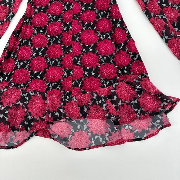 For Love and Lemons Long Sleeve red clover floral keyhole open back size small - Picture 8 of 13